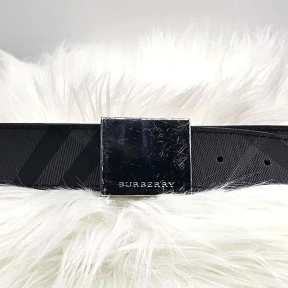 Burberry Check Leather Belt Black Men's Size 84/85 EU 34 US - Picture 1 of 9